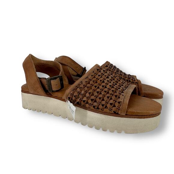 Bed Stu Brisa Brown Leather Platform Sandals Womens Sz 11 Ankle Strap - Picture 2 of 11
